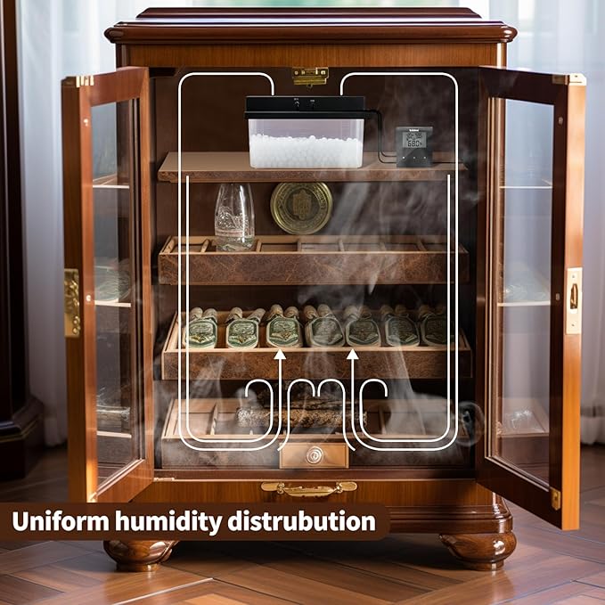 Briidea Electric Humidifiers for Cabinet (10-50 Cubic Ft.), 30% RH~80% RH Humidity Setting Values, Perfect Monitoring Temperature and Humidity, 12V Adapter Power Supply - Image 6