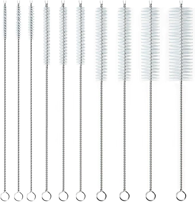 8 Inch Straw Cleaning Brush, Pipe Cleaner, Water Fume Cleaner, Glass Pipe Cleaning Brush, Different Diameter 10 Piece Set, Straw Cleaner Brush for Stanley Water Bottles Deep Cleaning Straws Brush by Unknown