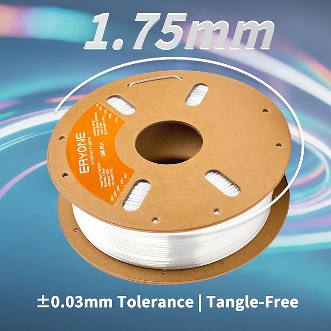ERYONE Silk PLA Filament for 3D Printer, 1.75mm +/- 0.03mm, 1kg (2.2LBS)/Spool, Silk White - Image 5