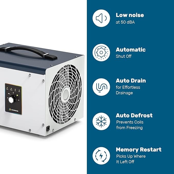 ARGENDON Dehumidifier for Crawlspace Basement, Commercial Dehumidifier with Drain Hose 70 PPD, Compact, Ideal for Water Damage Storage Up to 1000 Sq Ft, 5-Year Limited Warranty - Image 6