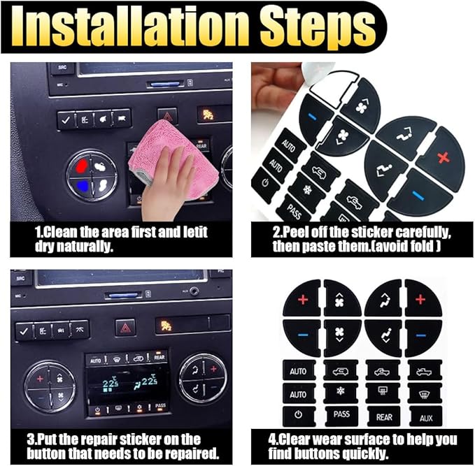 AC Dash Button Repair Decal Stickers, Repair for Ruined Faded A/C Control Buttons Car Fixing Decal Replacement Compatible with Most Vehicles - Car Truck SUV Accessories - Image 6