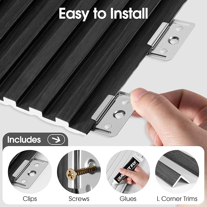 47.2 * 6 16-Pack WPC Solid Interlocking Grille,Black - Image 2