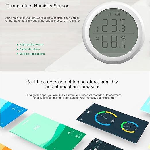 Temperature Humidity Sensor Wireless Zigbee Smart Home Monitoring Device with LED Display for Home Office Indoor Environment PC Material 6x6x2.5cm - Image 9