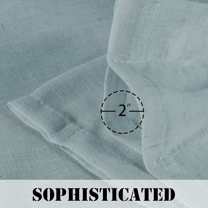 H.VERSAILTEX Linen Curtains Elegant Natural Linen Semi Sheer Curtains Energy Light Filtering Rod Pocket Window Treatments Panels for Living Room (Set of 2, Cloud Blue, 52 inch W X 84 inch L) - Image 5