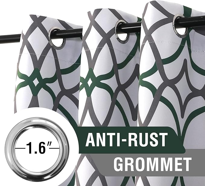 H.VERSAILTEX Blackout Curtains 84 inch Length 2 Panels Set Thermal Curtains & Drapes Window Treatment Noise Reducing Geometric Modern Grommet Living Room Curtains for Bedroom - Hunter Green and Gray - Image 3