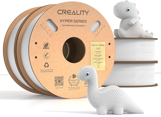 Creality Hyper PLA Filament Bundle White 4KG, Up to 600mm/s High Speed 3D Printer Filament PLA, No-Tangling Stronger Toughness Fit Most 3D Printers by Creality