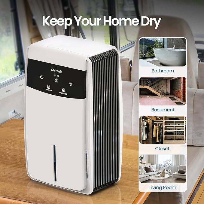 Dehumidifier for Bathroom with Drain Hose, 95 OZ Dehumidifiers for Home Bedroom Basement & RV，Auto Shut-off - Image 6