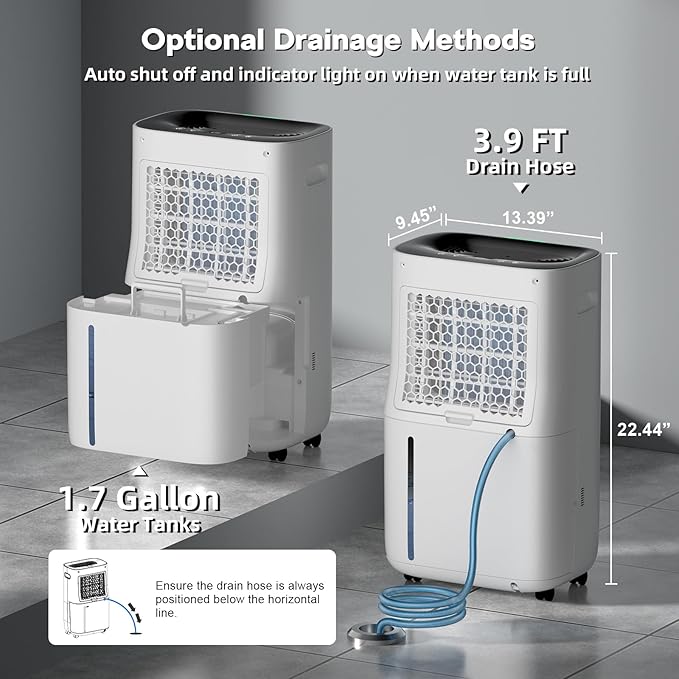 2025Upgraded 5000 Sq.Ft 80 Pint Dehumidifier for Basements with Large 6.5L Water Tank,24H Timer,Child Lock,Defrost,Silent,mold,4 Modes Operation Auto Shut-off - Image 2