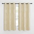 NICETOWN Bedroom Short Blackout Curtain Panels, Window Treatment Thermal Insulated Room Darkening Wave Line Foil Print Design Curtains for Kitchen, Cafe, Loft (Biscotti Beige, Set of 2, 42 by 63 Inch) by NICETOWN