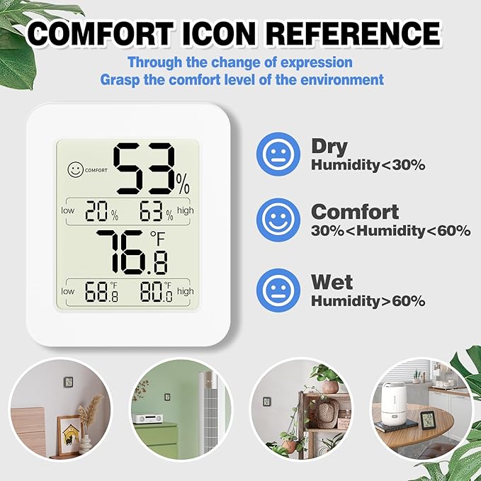 Digital Hygrometer with Max and Min Records 10s Fast Refresh Accurate Hygrometer Room Thermometer Indoor for Home, Bedroom, Baby Room, Office, Greenhouse, Cellar (Blue) - Image 3