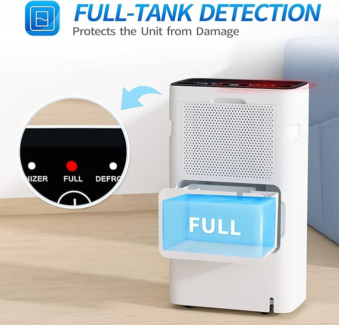 AIRPLUS 1,500 Sq. Ft Dehumidifier for Basement, 30 Pints Powerful Dehumidifier for Home, Large Rooms, Bedrooms, Sufficient Capacity Water Tank with Drain Hose (AP2011N) - Image 6