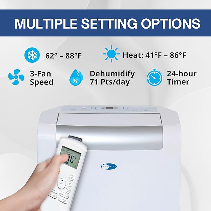 Whynter ARC-148MHP 14,000 BTU Portable Air Conditioner and 10,000 BTU Portable Air Heater with Dehumidifier and Fan for 500 Square Foot Rooms, White - Image 8