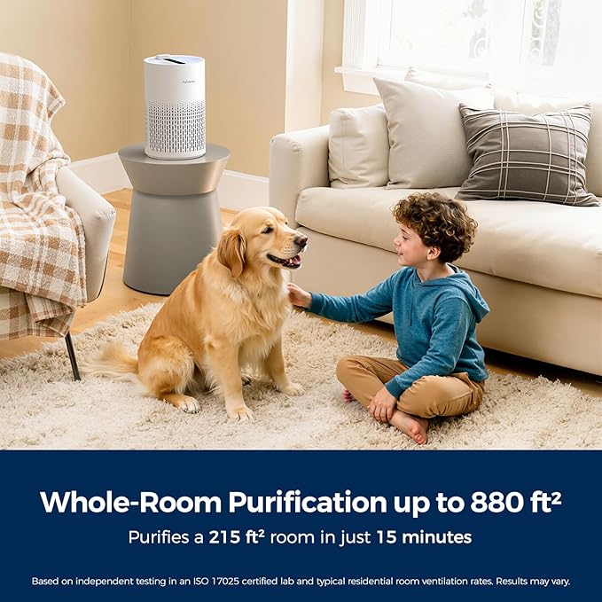 Purivortex Air Purifiers for Home, Quiet HEPA Air Filter for Pollen, Smoke, Dust, Pet Dander, Odor, Hair, Covers Up to 880 Sq Ft (Model: PX500 White with Fragrance Sponge) - Image 2