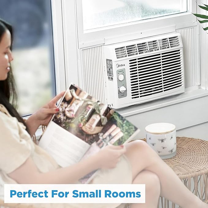 Midea 5,000 BTU EasyCool Small Window Air Conditioner - Cool up to 150 Sq. Ft. with Easy-to-Use Mechanical Controls and Reusable Filter, Perfect for Small Bedroom, Living Room, Home Office - Image 3