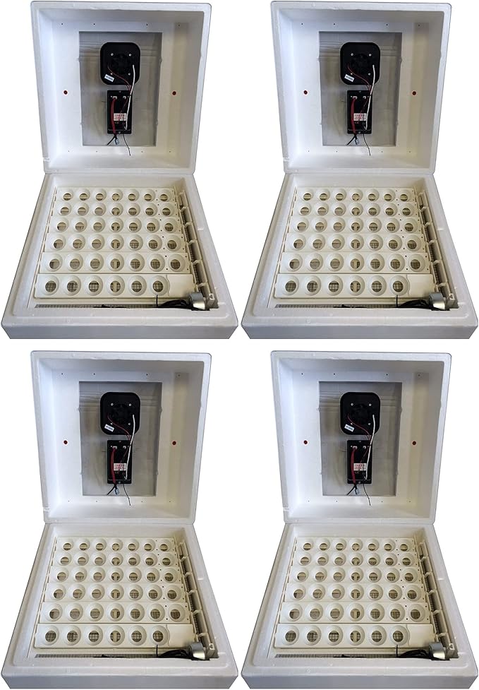 Farm Innovators 2450 Heated Digital Circulated Air Incubator with Automatic Egg Turner for Improved Egg Hatching of Up To 41 Eggs, White (4 Pack) by FarmInnovatorsInc