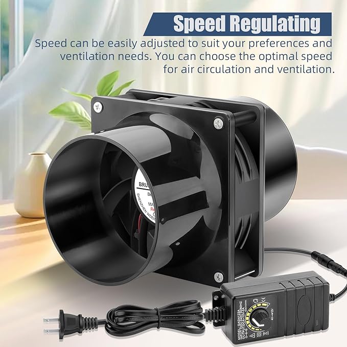 120mm x 38mm 4 Inch Duct Booster Small 12V Exhaust Fan with AC Variable Controller for DIY Paint/Dryer/Smoker/Growtent/3D Laser/Solder Fume Extractor-D1238 - Image 3