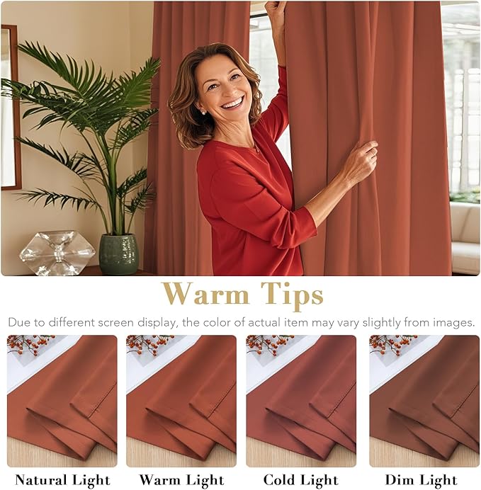 H.VERSAILTEX Blackout Curtains Thermal Insulated Window Treatment Panels Room Darkening Blackout Drapes for Living Room Back Tab/Rod Pocket Bedroom Draperies, 52 x 54 Inch, Orange, 2 Panels - Image 6