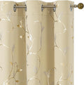 BUHUA Blackout Curtains Gold Foil Print Flower Vine Grommet Drapes, Room Darkening Thermal Insulated Curtains, Noise Reducing Curtain for Bedroom, Beige, 38Wx96L, 2 Panels by BUHUA