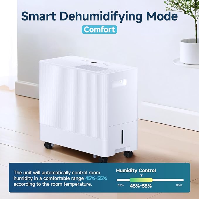 35 Pints Dehumidifier for Basement with Drain Hose,3000 Sq.Ft Dehumidifiers for Home,With 24-Hour Timer Function,Automatic Defrost,Multiple Dehumidification Modes,Suitable for Large Rooms - Image 4