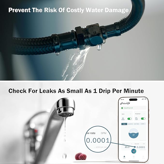 Frizzlife LP365 Smart Water Monitor and Automatic Shutoff - 0.01GPM Ultrasonic Micro Leak Detection, APP Wi-Fi Remote Control, Real-Time Flow/Temp Monitoring, 24/7 Water Usage Reports, 3/4" and 1" - Image 9