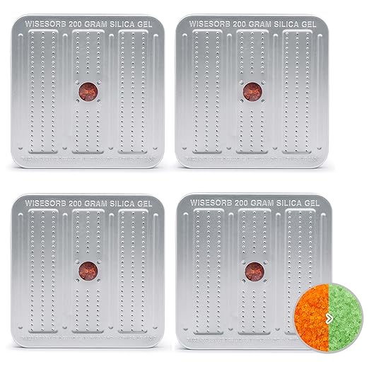 200 Gram 4 Pack Gun Safe Dehumidifier, Reusable Silica Gel Dehumidifier, Indicating Silica Gel Desiccant Canister (Orange to Green) by Wisesorb