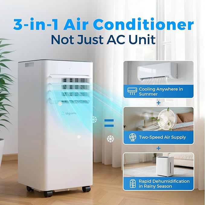 10,000 BTU Portable Air Conditioners with WiFi, 3-in-1 Air Conditioner for Room&Garage– Portable AC Unit with Cool, Dehumidifier&Fan, with Remote/Sleep Mode/Child Lock/24 Hrs Timer/Self Evaporation - Image 3