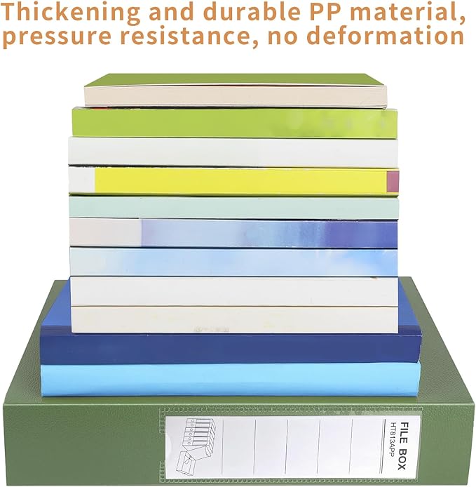 HUA JIE 2 Pack A4 Storage File Boxes Archives Case,65mm Spine,Box File Document Storage Box with Metal Clip for Office School -Green - Image 6