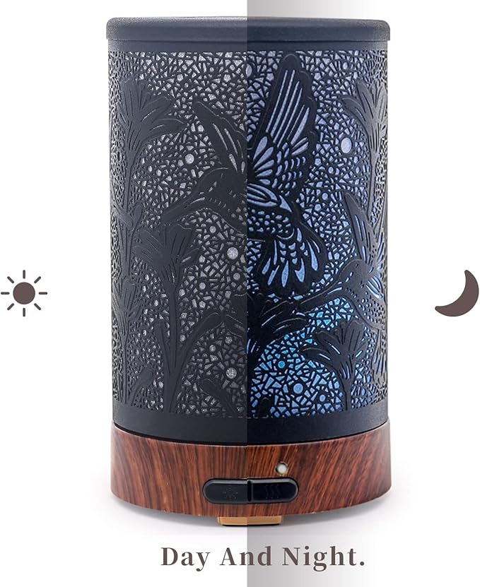 Essential Oil Diffuser - Multifunction Aromatherapy Diffuser 7 LED Color Changing Light 150ML Metal Diffuser Easy to Clean Suitable for Home,Office (Hummingbird) - Image 3