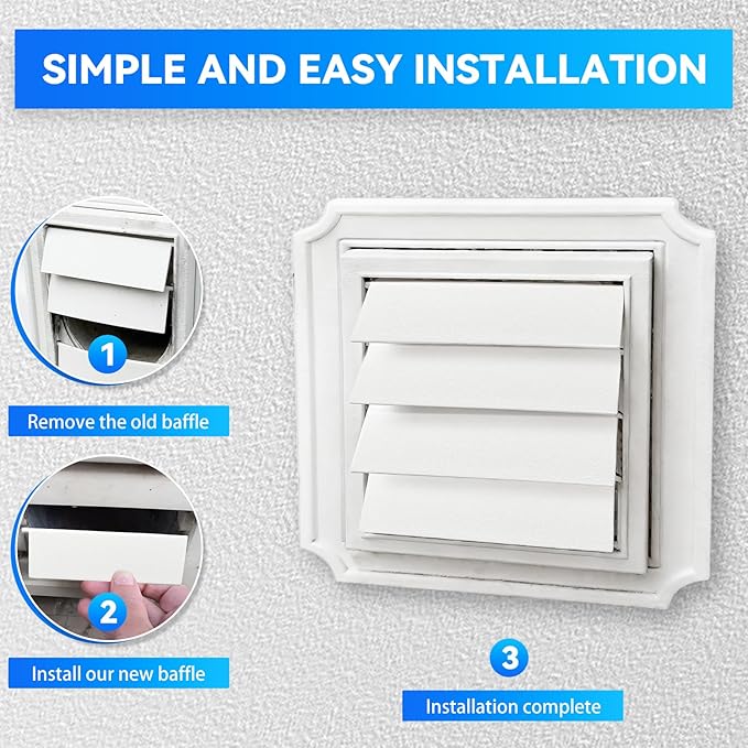 Dryer Exhaust Vent Cover Panel Replacements - Premium Plastic Polymer for 4 inch Outdoor Dryer Vent Cover (4 Pack)] - Image 6