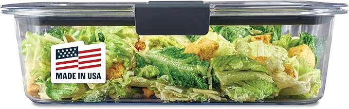 Rubbermaid Brilliance Large Food Storage Container, 9.6 Cup, BPA-Free, Leak-Proof, Clear by Rubbermaid