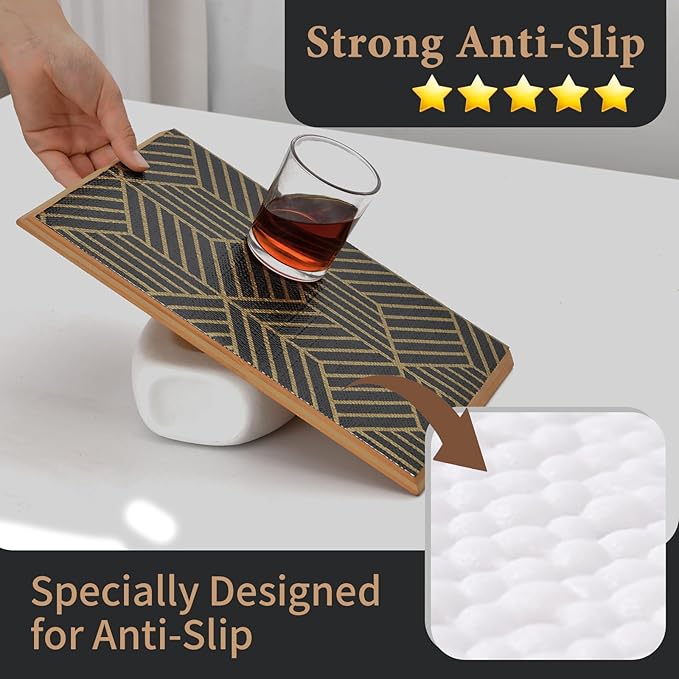 Shelf Liners for Kitchen Cabinets 12in x 30FT, Non Adhesive Cabinet Liner Strong Non-Slip Black Gold Geometric Drawer Liner, Easy to Clean for Shelf, Cabinet with Knife and Tape Measure - Image 2