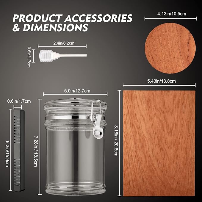XIFEI Acrylic Humidor Jar with Humidifier and Hygrometer,humidor That can Hold About 18 Cigars (Clear) - Image 4