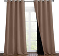 NICETOWN Complete Blackout Cold Blocking Shades for Large Window Door, 100% Blackout Window Curtain Panels with Black Lined, 55 inches Width Each Panel, 96 inches Length, Cappuccino, Double Pieces by NICETOWN