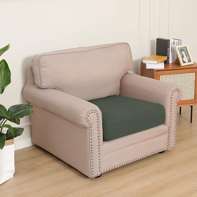 Easy-Going Stretch Chair Cushion Cover Sofa Cushion Furniture Protector Sofa Seat Sofa Slipcover Sofa Cover Soft Flexibility with Elastic Bottom(Chair Cushion, Olive Green) - Image 2