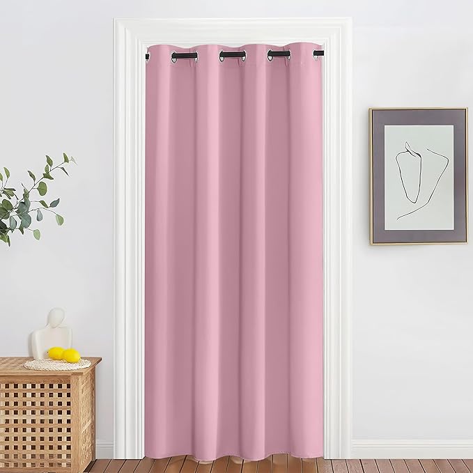 NICETOWN Blackout Doorway Curtain Drape 78 inch Long - Grommet Noise Reducing Thermal Insulated Solid Modern Window Treatments for Bedroom Closet (1 Panel, 52 x 78 Inch, Rouge Pink) by NICETOWN