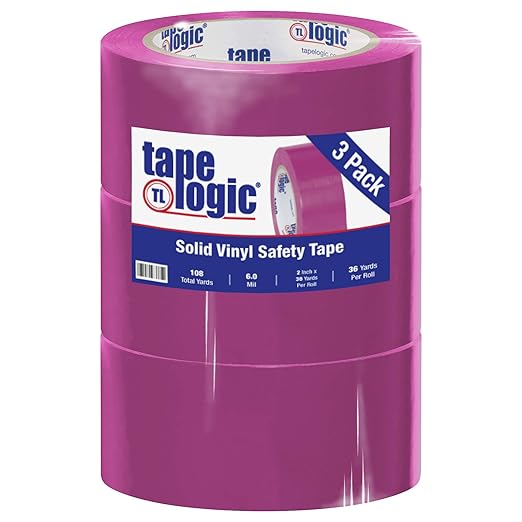 Aviditi Tape Logic Multipurpose Solid Vinyl Safety Tape, (Bulk Pack of 3) 2 Inch x 36 Yards, Purple, Heavy-Duty 6 Mil Thick - Moisture/Grease Resistant, Floor Marking and Social Distancing by Aviditi