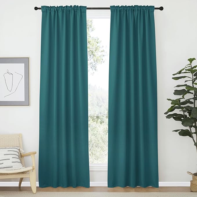 NICETOWN Blackout Curtain Panels Window Draperies - (Sea Teal Color) 34-Inch Wide x72-Inch Long, 2 Pieces, Home Decoration Light & Noise Reducing Window Covering Room Darkening Drapes for Bedroom - Image 2