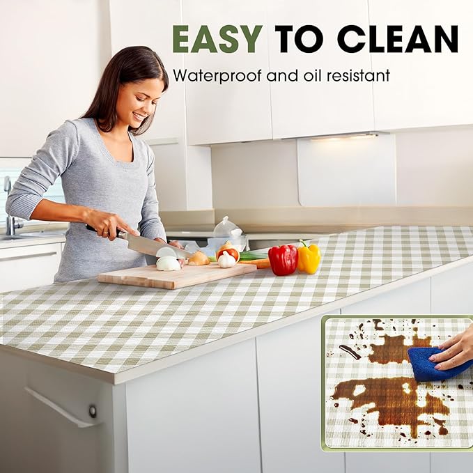 Beautysaid Shelf and Drawer Liner for Kitchen Cabinet, Non Adhesive Non Slip Shelf Paper Waterproof Washable Thickened for Dresser Pantry Shelve Bathroom Protector Liner(Checkered,18 in x 20 FT) - Image 3