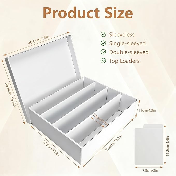 RLAVBL 2-Pack 3200 Count Trading Card Storage Box, 4 Row Cardboard Card Boxes with Dividers for Sports, MTG, TCG, Toploader - Image 2
