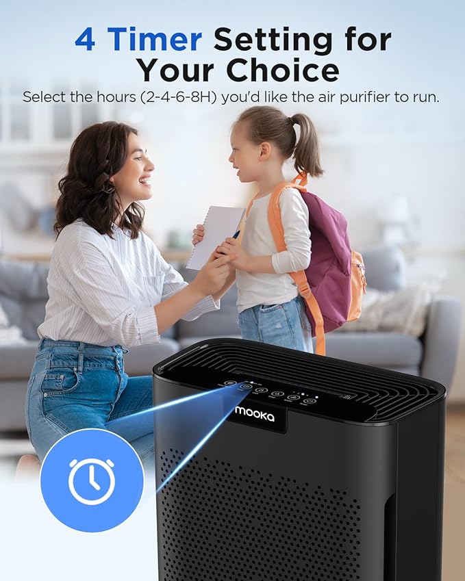 Air Purifiers for Home Large Room 2200 Ft² with Washable Filters, MOOKA H13 HEPA Air Purifier for Home Pets Bedroom with Fragrance, Air Cleaner for Smoke Dust Pollen Pets Hair Odor, KJ190 Black - Image 9