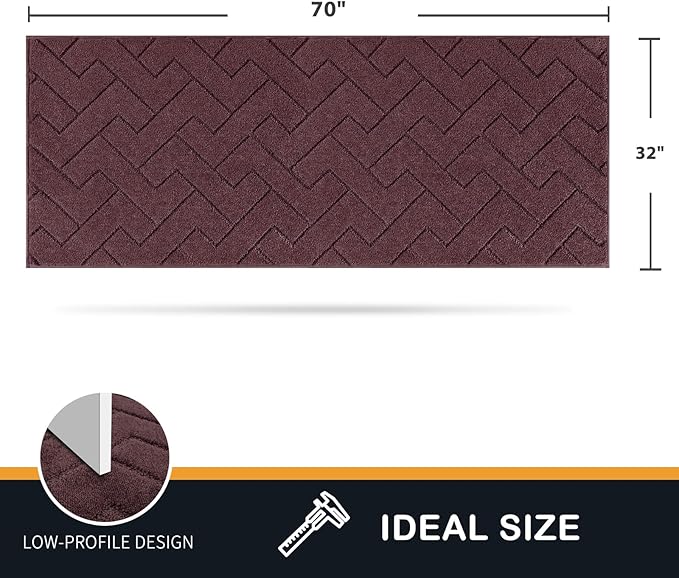 PURRUGS Dirt Trapping Door Mat 32" x 70", Non-Slip Machine Washable Entry Rug, Dog Doormat, Indoor Front Door Mat, Super Absorbent Entryway Rug for Muddy Shoes & Paws, Burgundy Red - Image 2