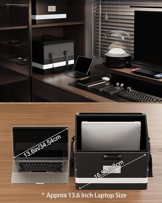 Oterri 1 Pack Fireproof Document Box With Lock, Portable File Safe Box Fireproof Waterproof For Letter Files, Fireproof File Box for Home Office File Cabinet - Image 6