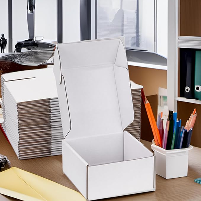 Small Shipping Boxes 8x8x4 Inch (25 Pack) - Sturdy White Corrugated Cardboard Boxes for Small Business, Ecommerce, Mailing & Packaging | Recyclable Gift & Storage Boxes - Image 3