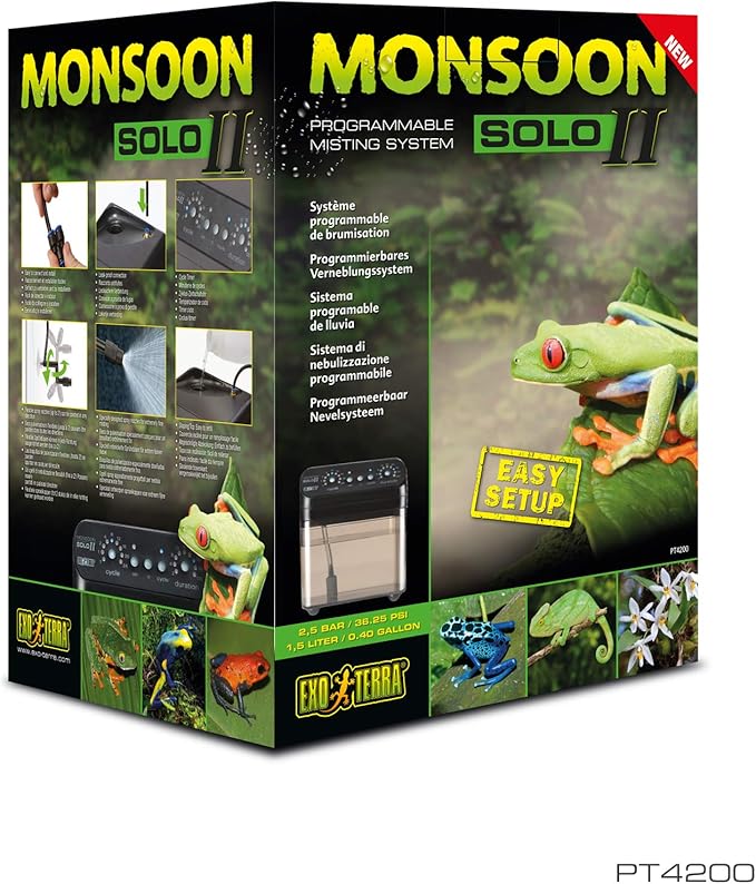 Exo Terra Monsoon Solo II - Programmable Misting System for Reptile Terrariums, Ultimate Humidifier with Multiple Nozzles for Optimal Humidity Control - Image 6