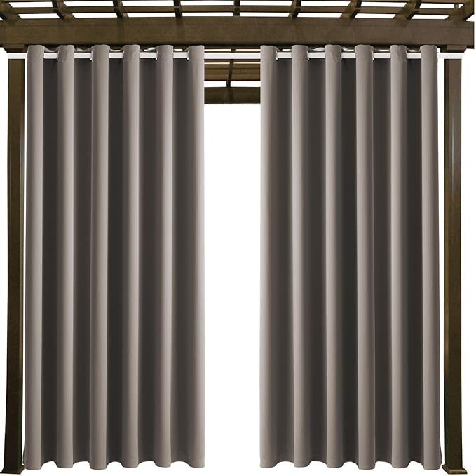 Waterproof Outdoor Curtain W84 x L84 - Grommet Top Sunlight Blocking Window Treatment Drapes Blackout Curtains for Home Bedroom Living Room Outdoor Patio Porch Gazebo (Taupe, 2 Panels) - Image 9