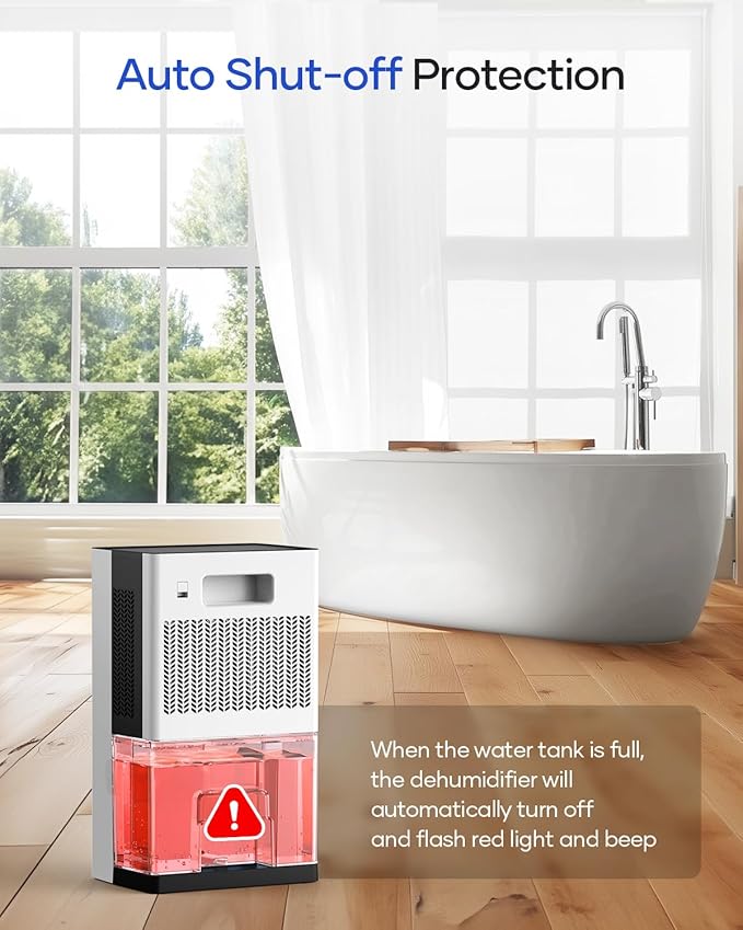 Dehumidifier, 95 OZ Water Tank Dehumidifiers for Home, 1000 sq. ft. Dehumidifier for Basement Bathroom Bedroom with Auto Shut Off, 7 Colors LED Light, Quiet Dehumidifiers with Sleep Mode, White - Image 6
