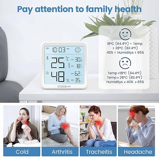 WiFi Indoor Hygrometer Thermometer, Smart Digital Bluetooth Humidity Temperature Gauge with Large LCD Display, Notification Alert with Max Min Records, 1-Years Data Storage Export for Room - Image 9