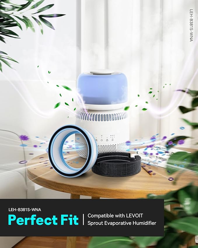 Leemone Replacement HEPA Filters & Wick Filters Compatible with LEVOIT Sprout Evaporative Humidifier for Bedroom Baby, Dual Filters for Air & Water - Image 2