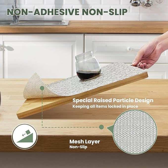 Drawer Liner and Shelf Liner for Kitchen Cabinet Liner Non-Adhesive Non-Slip Shelf Paper, Thick Strong Grip Waterproof Easy to Clean for Shelves, Cupboard, Desks, Baroque Pattern, 17.5 in x 20 FT - Image 4