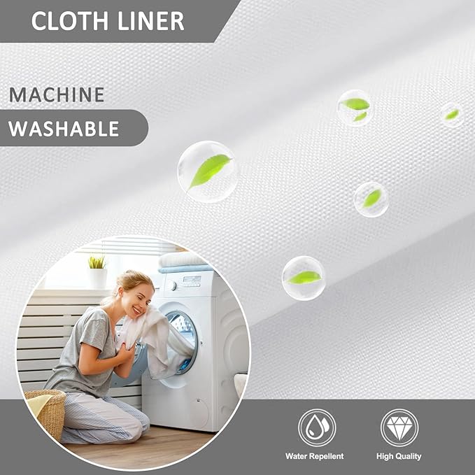Snap-in Fabric Replacement Liner 71" W x 55" L, for 72" W x 75" L No Hook Shower Curtain - Image 3